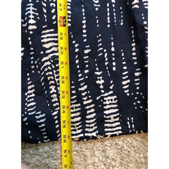 Women’s Navy Blue and White Long Sleeve Collared Button Up Draw Strip Waist Dres - Picture 6 of 6